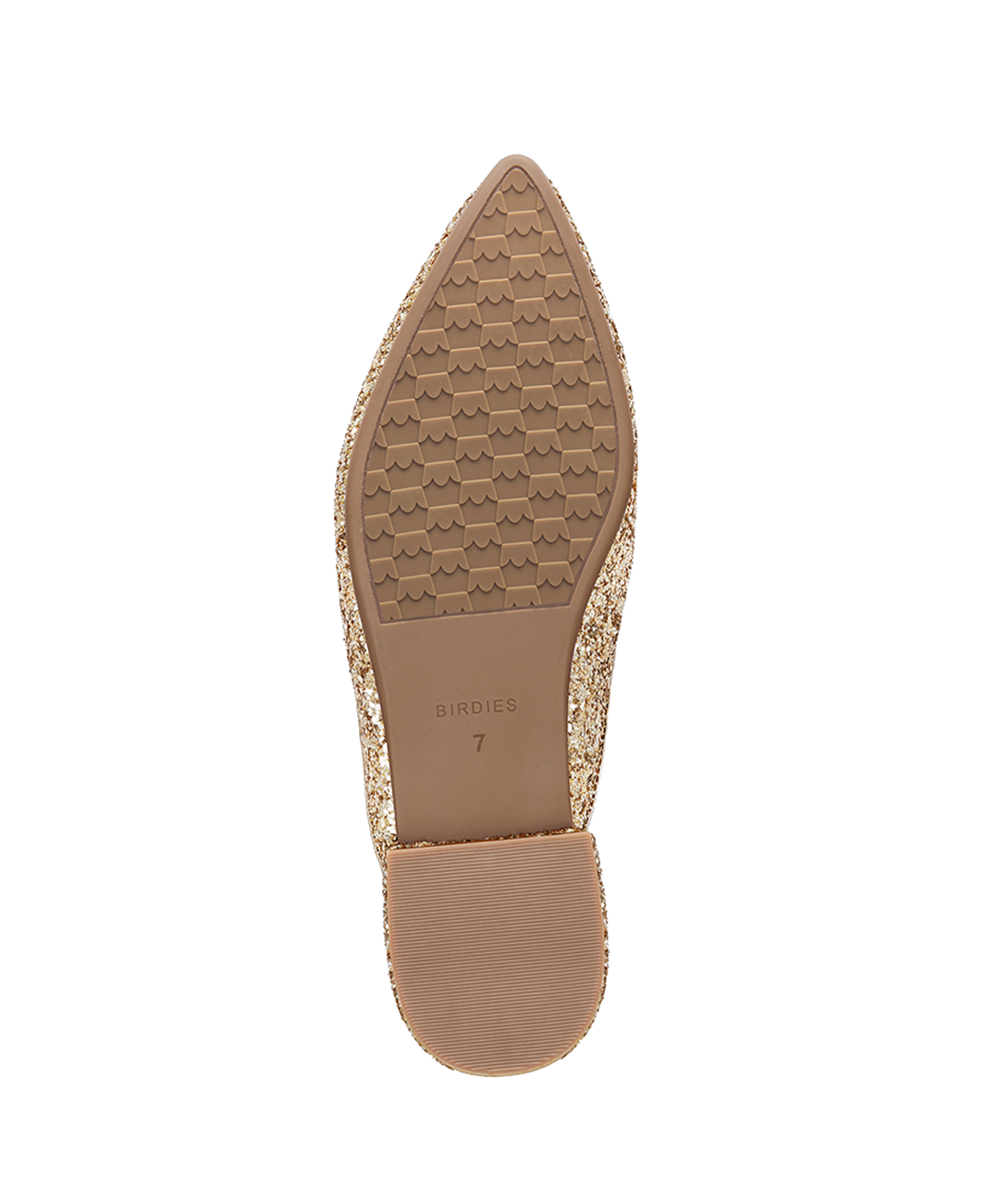 bottom view of the Swan mule in Golden Jeweled Sparkle