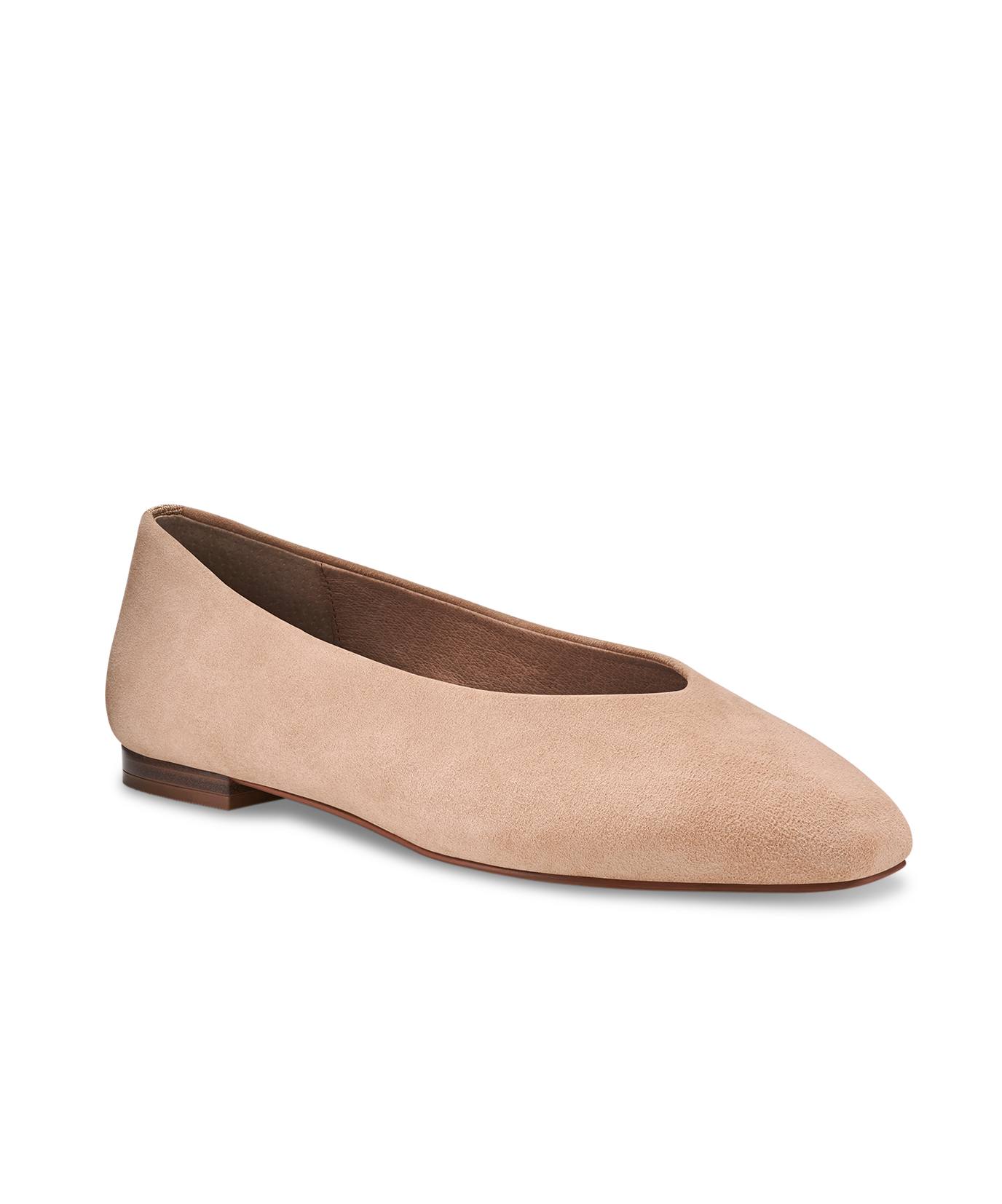 front 3/4ths view of the Crane in Fawn (light pink) suede