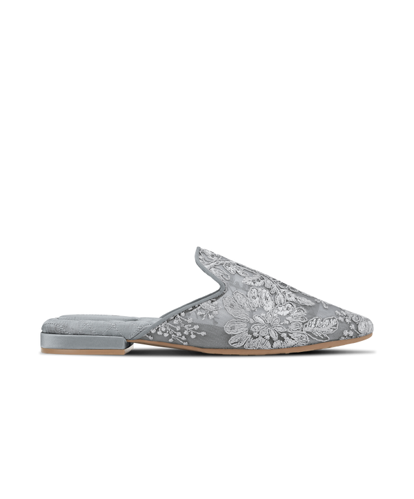 The Dove Silver Floral Lace Pointed Women's Slide Birdies