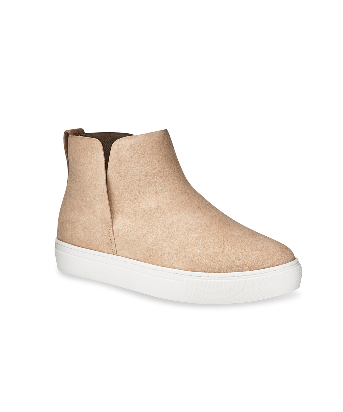 front 3/4ths view of the Falcon in Oat (light tan) Suede