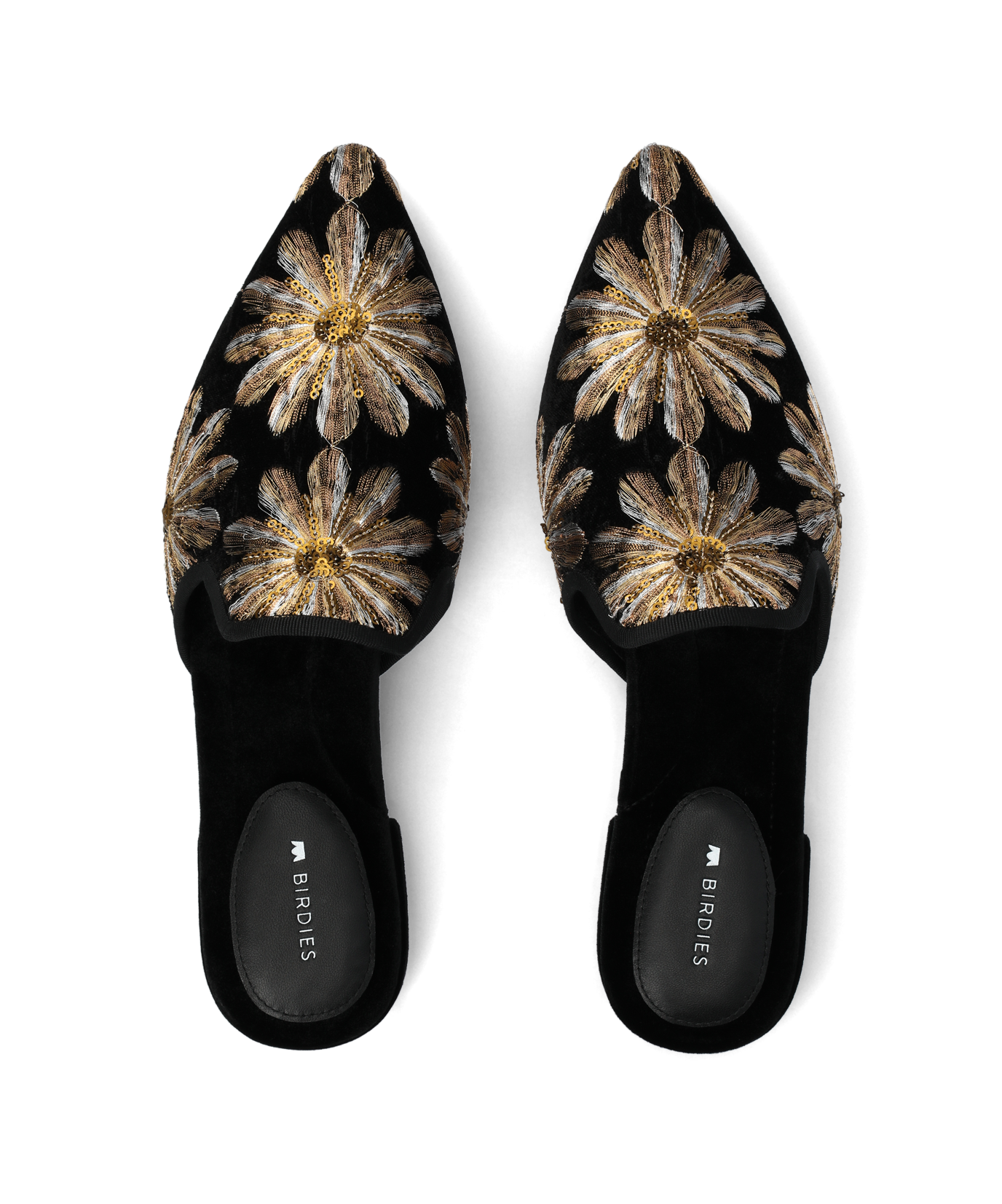 The Goldfinch 15 Mule - Black Gold Starburst Velvet