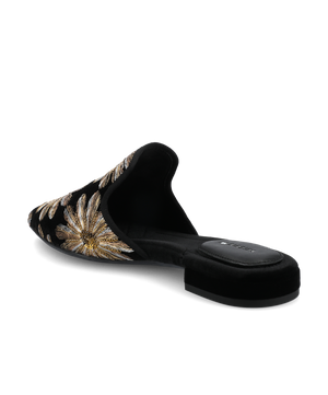 The Goldfinch 15 Mule - Black Gold Starburst Velvet