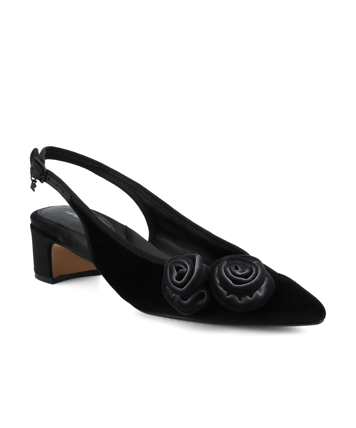 The Goldfinch 40 Slingback Flower - Black Velvet
