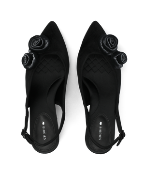 The Goldfinch 40 Slingback Flower - Black Velvet