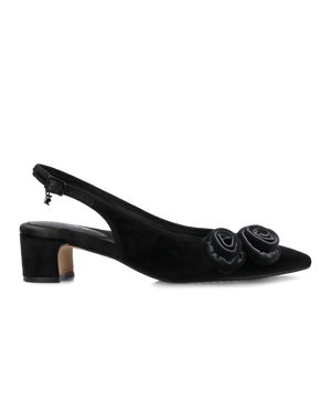 The Goldfinch 40 Slingback Flower - Black Velvet