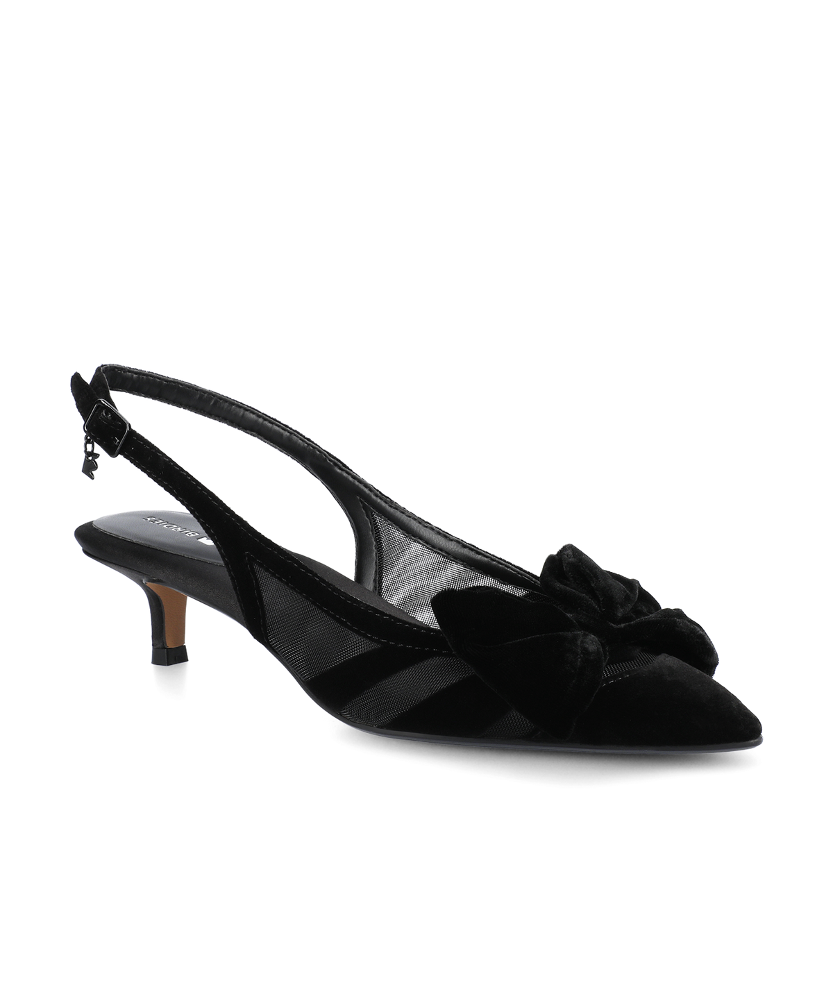 The Goldfinch Kitten Heel - Black Velvet Mesh