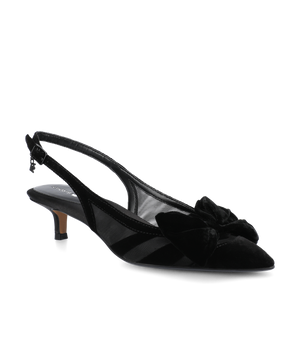 The Goldfinch Kitten Heel - Black Velvet Mesh