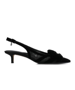 The Goldfinch Kitten Heel - Black Velvet Mesh