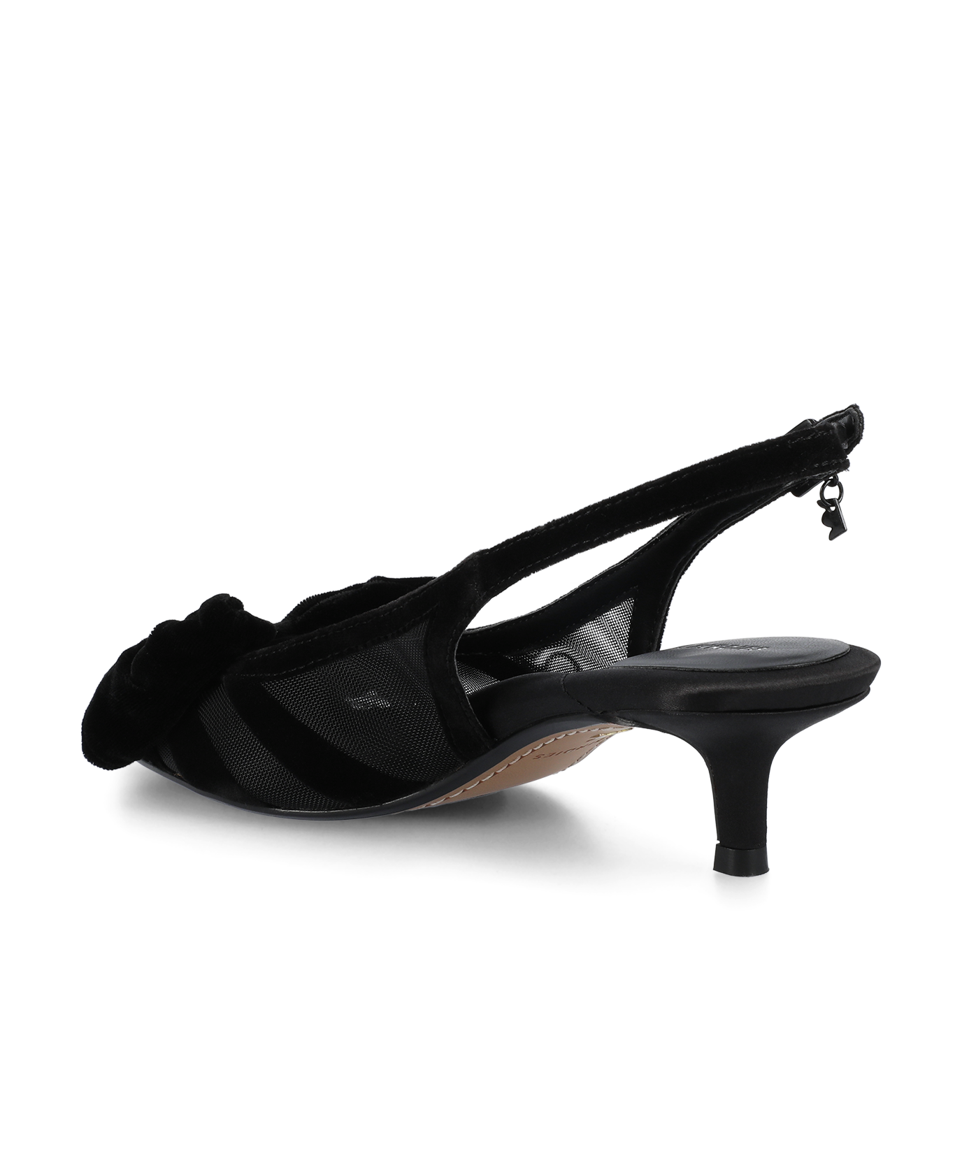 The Goldfinch Kitten Heel - Black Velvet Mesh