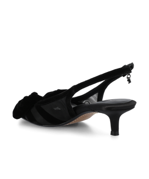 The Goldfinch Kitten Heel - Black Velvet Mesh