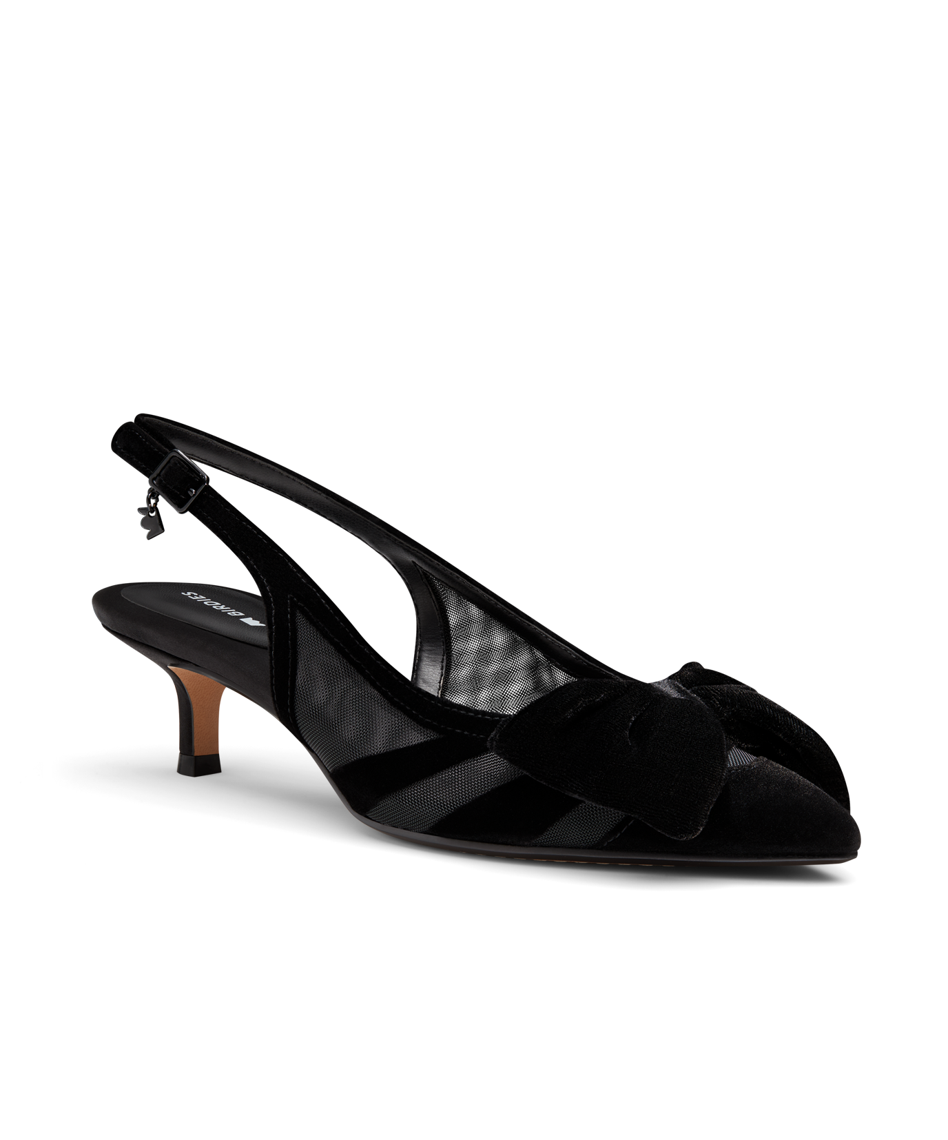 The Goldfinch Kitten Heel - Black Velvet Mesh