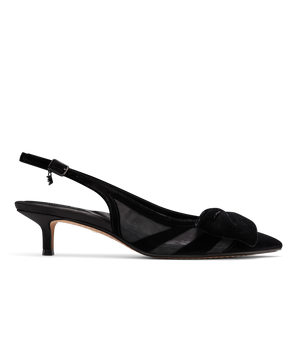 The Goldfinch Kitten Heel - Black Velvet Mesh