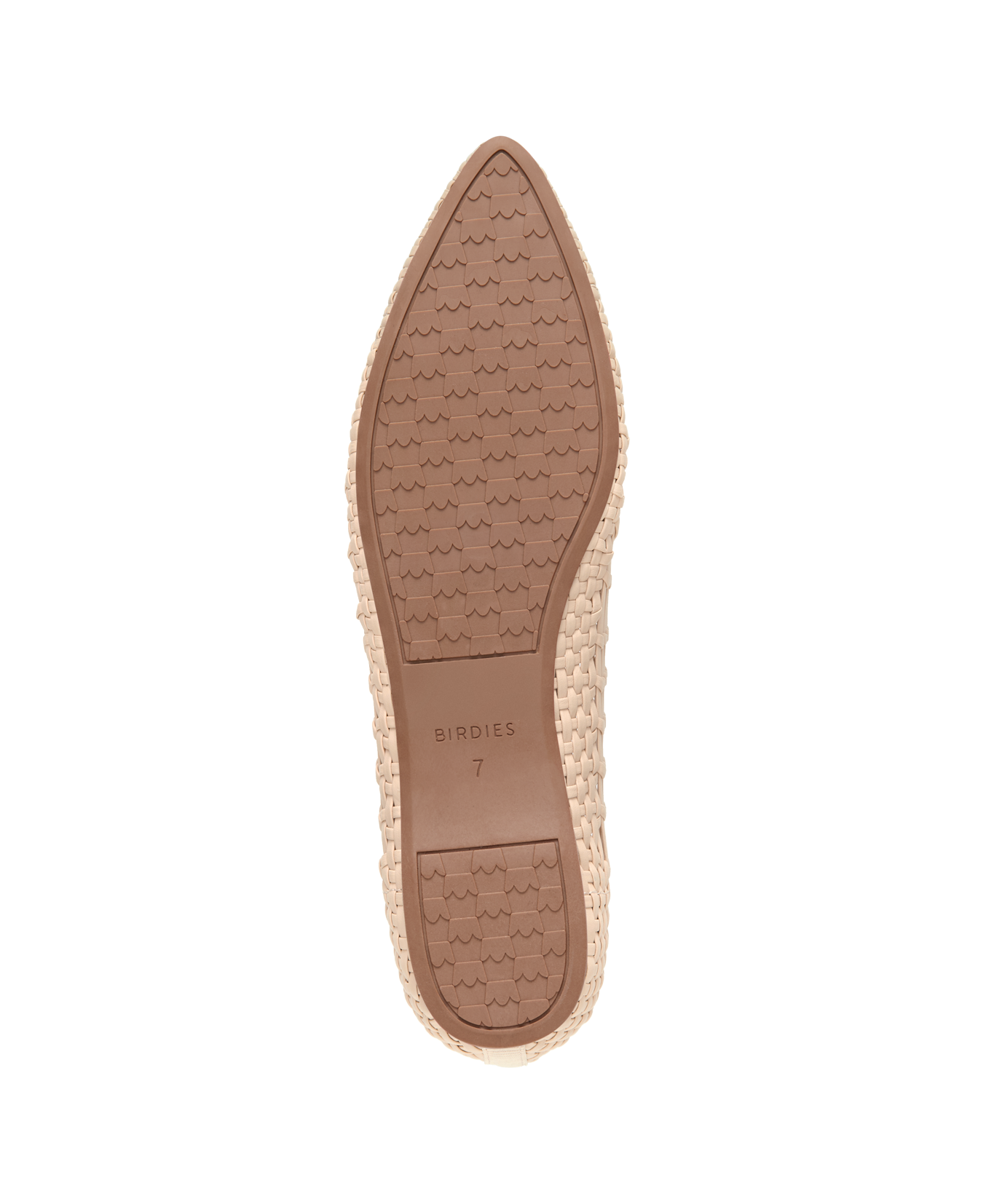 bottom view of the Goldfinch in Dawn (light tan) woven