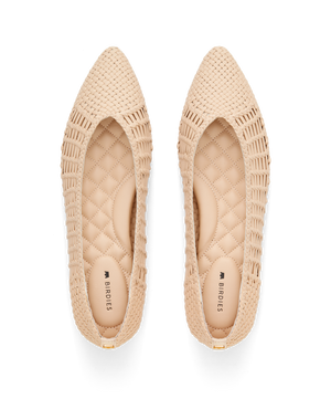 hover | top view of the Goldfinch in Dawn (light tan) woven