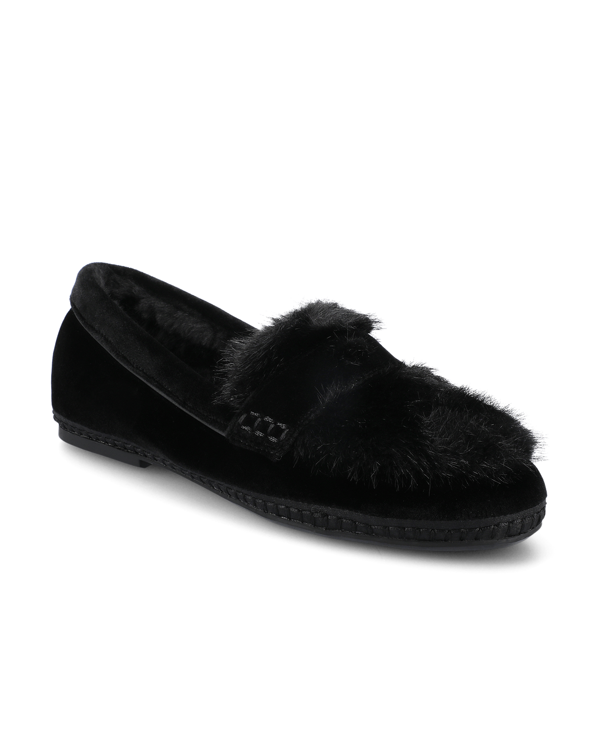 The Heron Loafer Cozy - Black Velvet Faux Fur