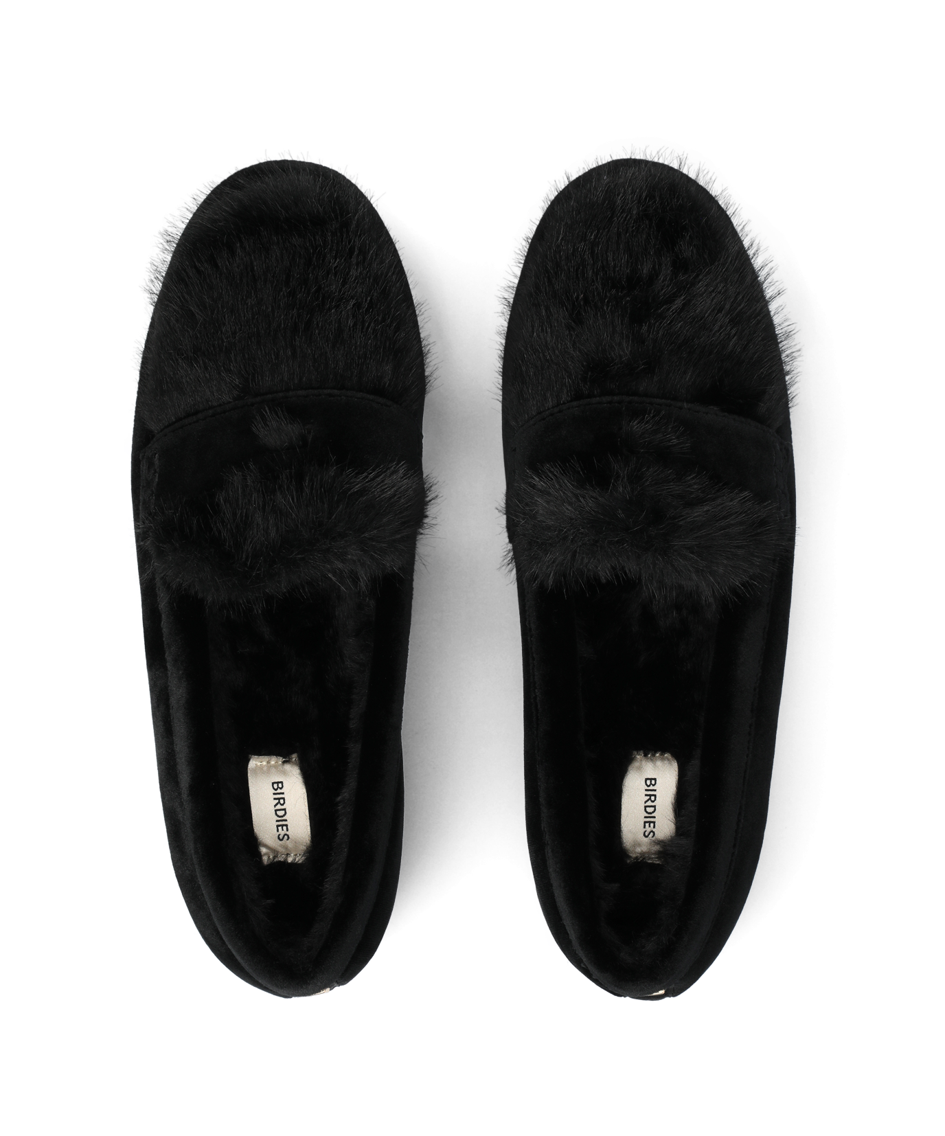 The Heron Loafer Cozy - Black Velvet Faux Fur