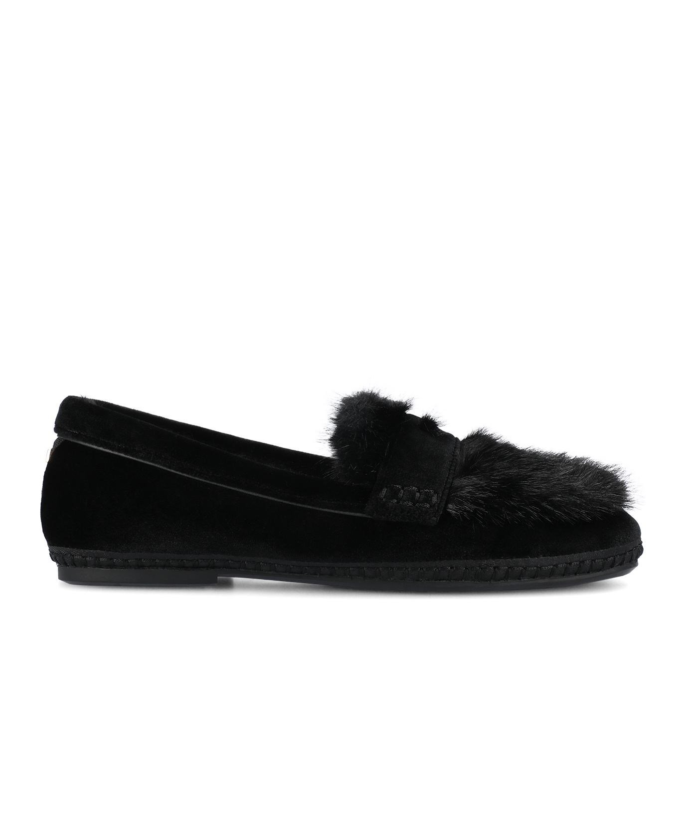 The Heron Loafer Cozy - Black Velvet Faux Fur
