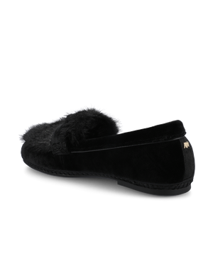 The Heron Loafer Cozy - Black Velvet Faux Fur