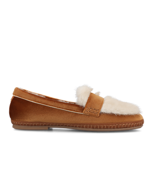 The Heron Loafer Cozy - Tan Velvet Faux Fur
