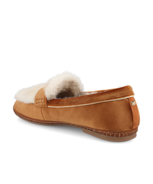 The Heron Loafer Cozy - Tan Velvet Faux Fur