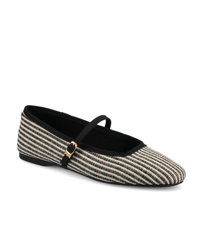 The Hummingbird Mary Jane - Black/Off White Two Tone Raffia