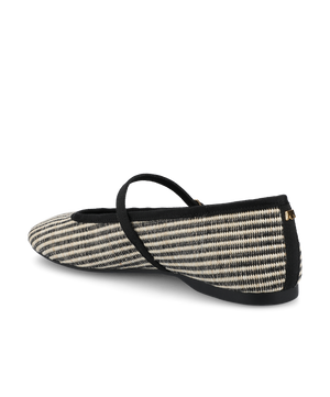 The Hummingbird Mary Jane - Black/Off White Two Tone Raffia