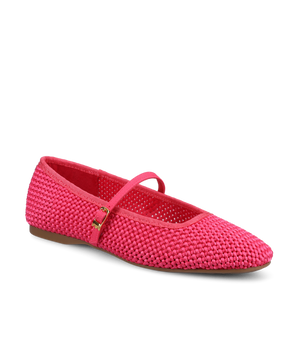 The Hummingbird Mary Jane - Hot Pink Woven Satin