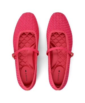 The Hummingbird Mary Jane - Hot Pink Woven Satin
