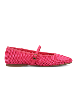 The Hummingbird Mary Jane - Hot Pink Woven Satin