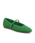 The Hummingbird Mary Jane - Kelly Green Woven Satin