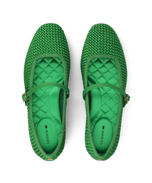 The Hummingbird Mary Jane - Kelly Green Woven Satin