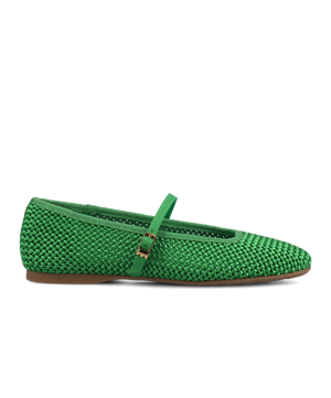 The Hummingbird Mary Jane - Kelly Green Woven Satin