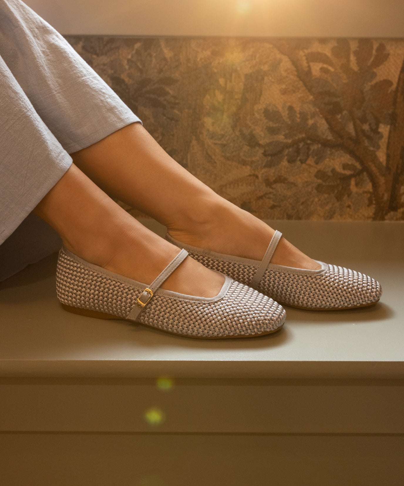 The Hummingbird Mary Jane - Silver Woven Satin