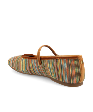 The Hummingbird Mary Jane Grosgrain - Tan Multi Stripe