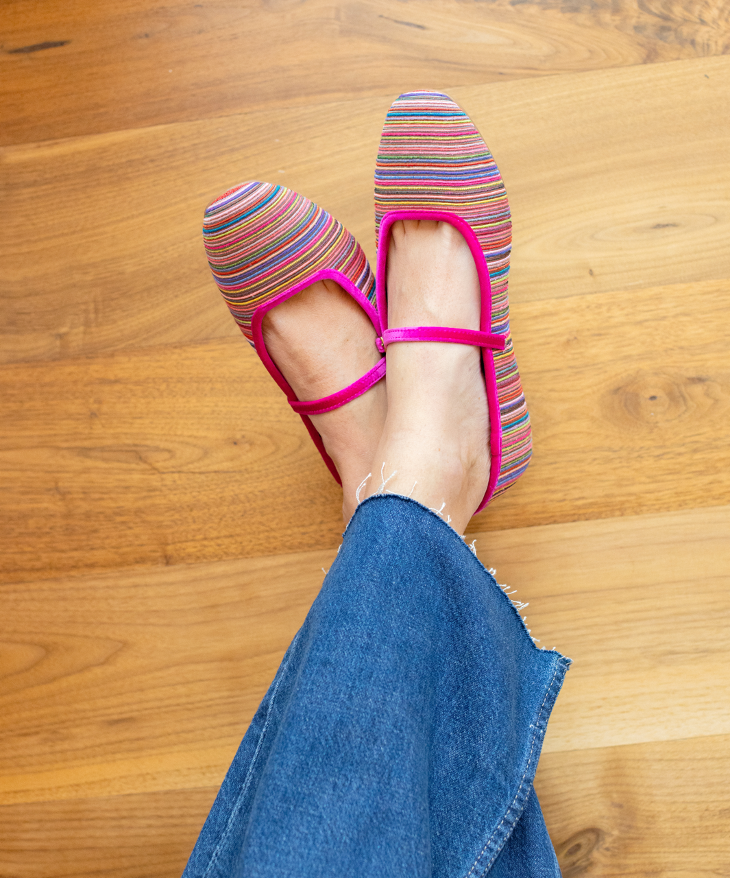 The Hummingbird Mary Jane Grosgrain - Hot Pink Multi Stripe