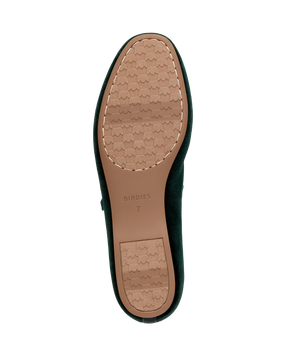 bottom view of the Hummingbird Maryjane in Dark Green Velvet with a Leather strap