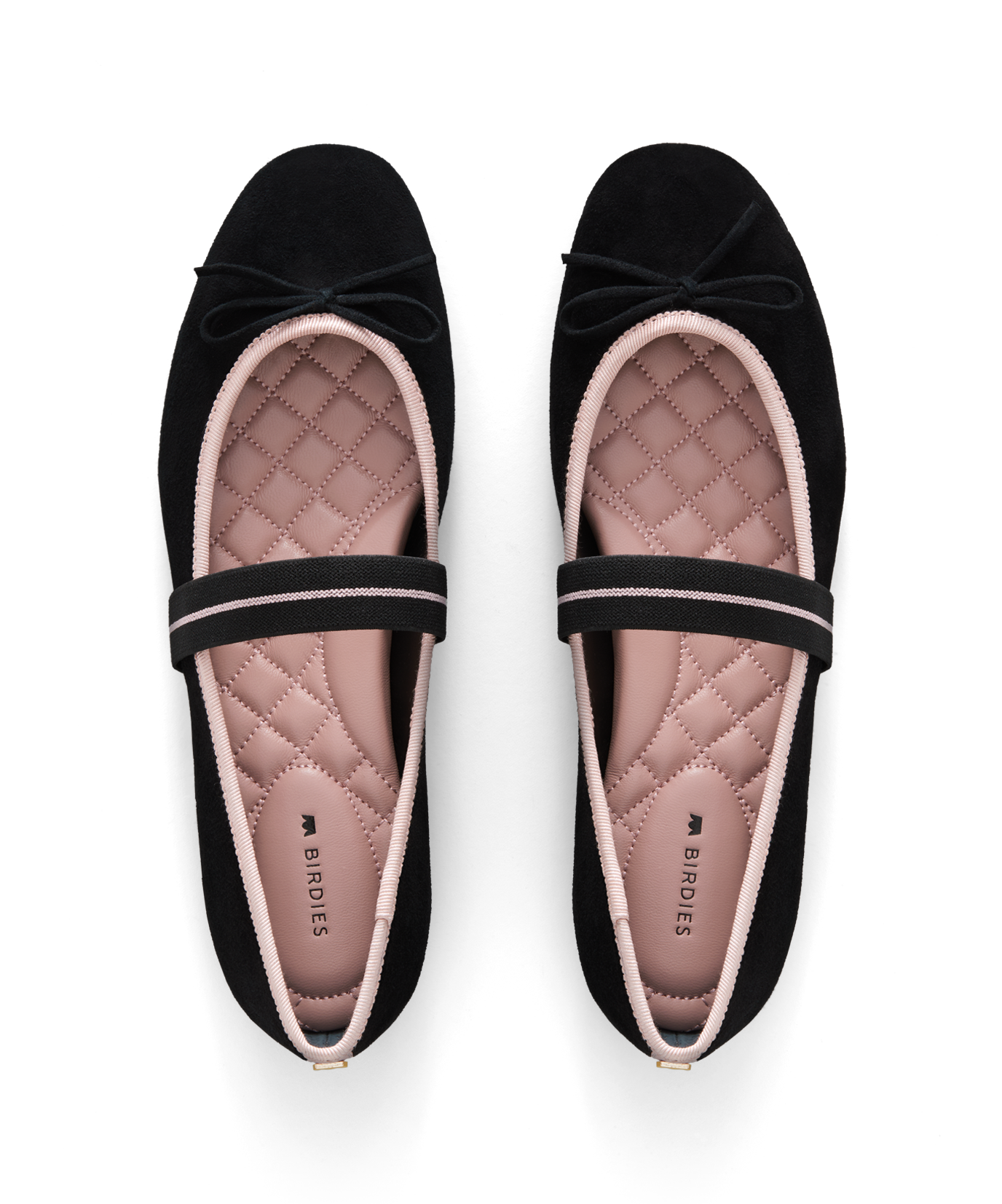 hover | top view of the Hummingbird Mary Jane Black Suede with an elastic strap