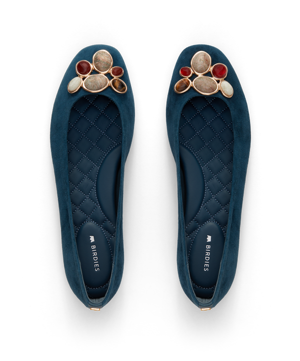 The Hummingbird | Teal Suede Stone | Women's Flats | Birdies