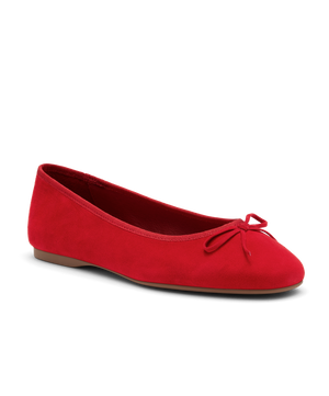 front 3/4ths view of the Hummingbird in red suede