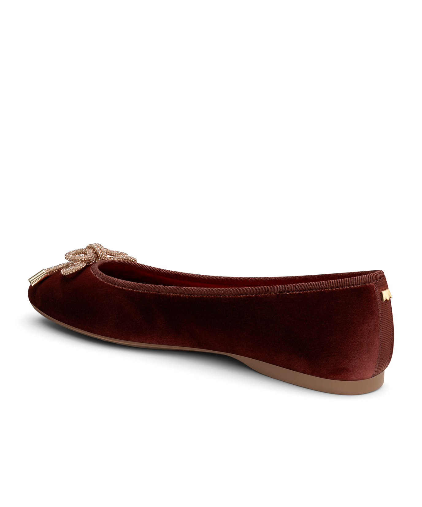 back 3/4ths view of the hummingbird in brandy velvet bow