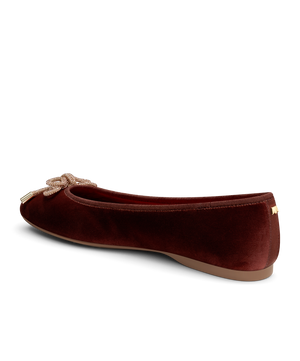 back 3/4ths view of the hummingbird in brandy velvet bow