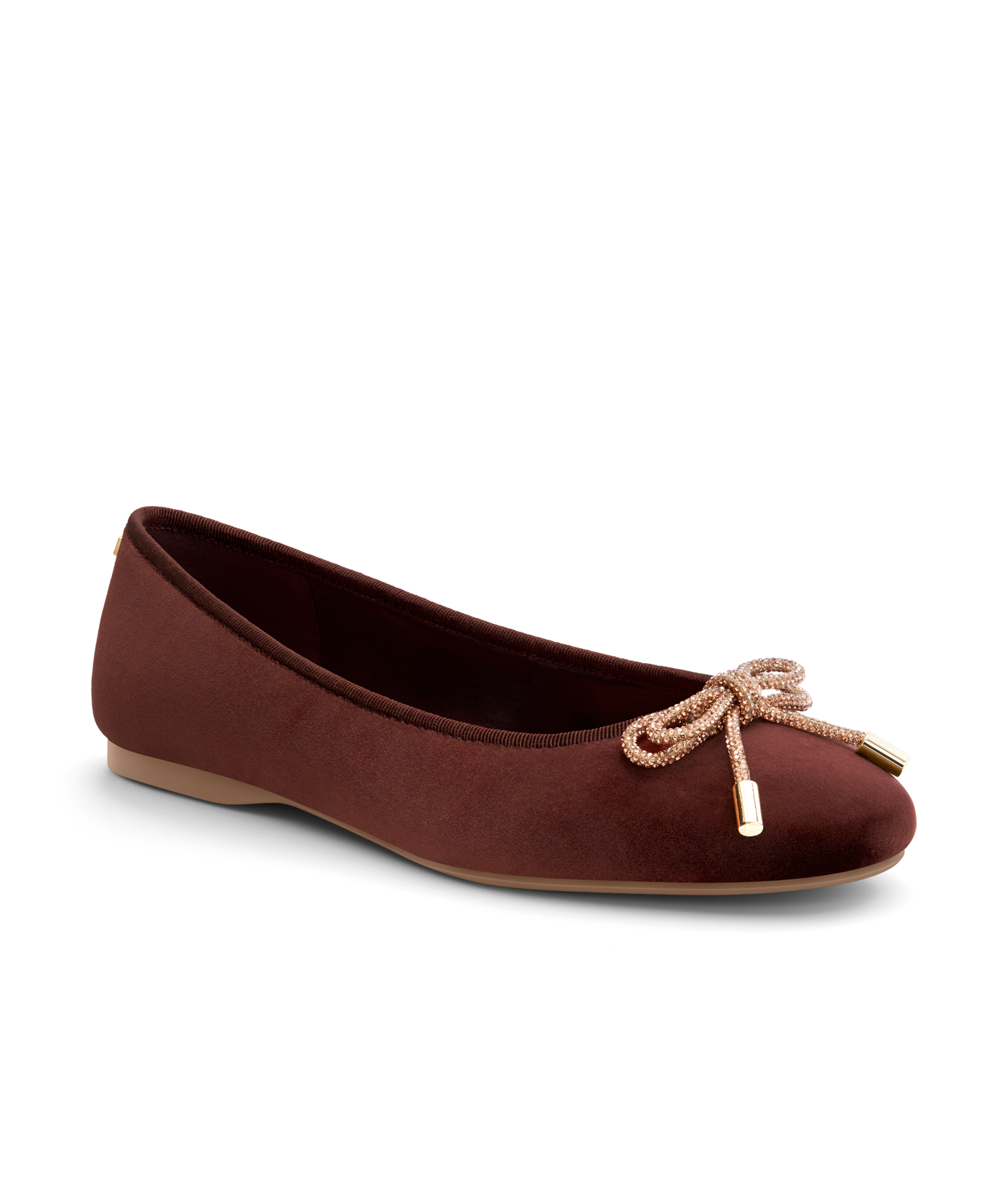 front 3/4ths view of the hummingbird in brandy velvet bow