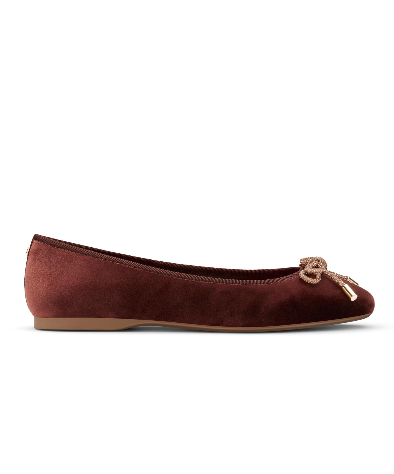 side view of the hummingbird in brandy velvet bow