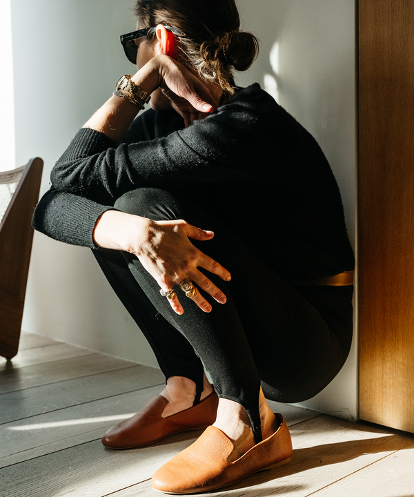 The Starling Brown Leather Flats | Birdies