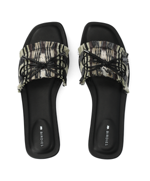 The Kiwi Bow - Black Multi Raffia