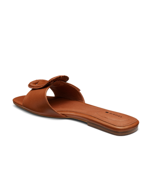 back 3/4ths view of the Kiwi sandal in Cognac (brown) leather