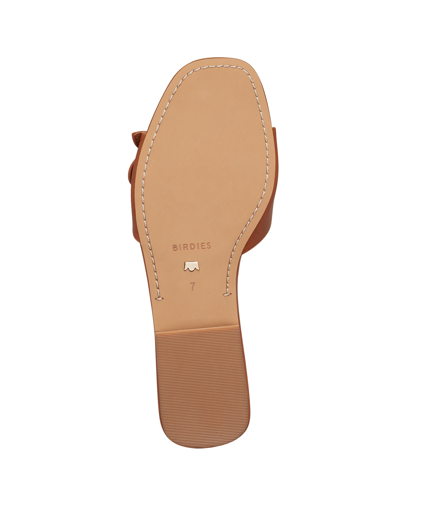 bottom view of the Kiwi sandal in Cognac (brown) leather