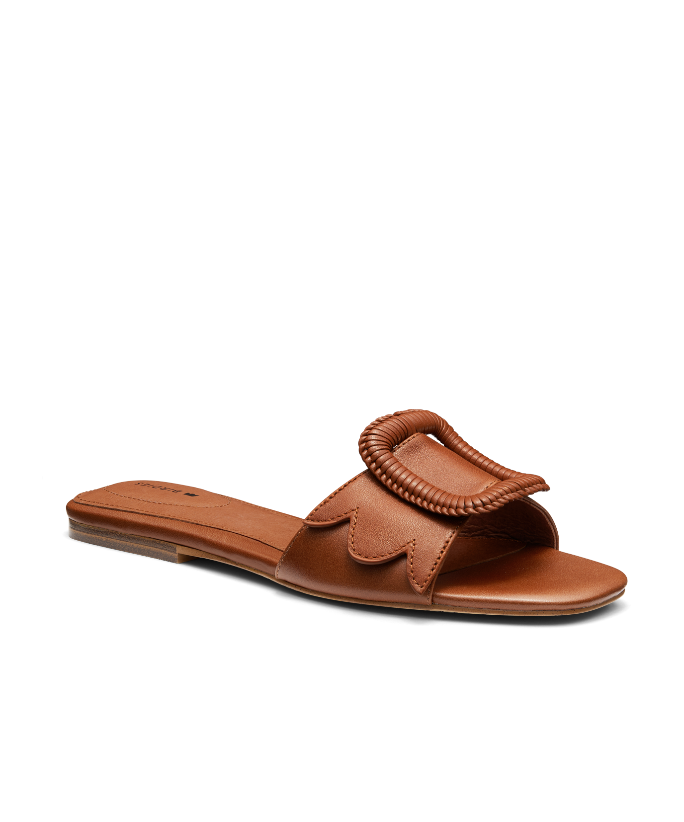 front 3/4ths view of the Kiwi sandal in Cognac (brown) leather