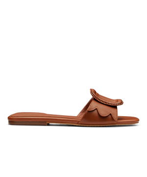 side view of the Kiwi sandal in Cognac (brown) leather