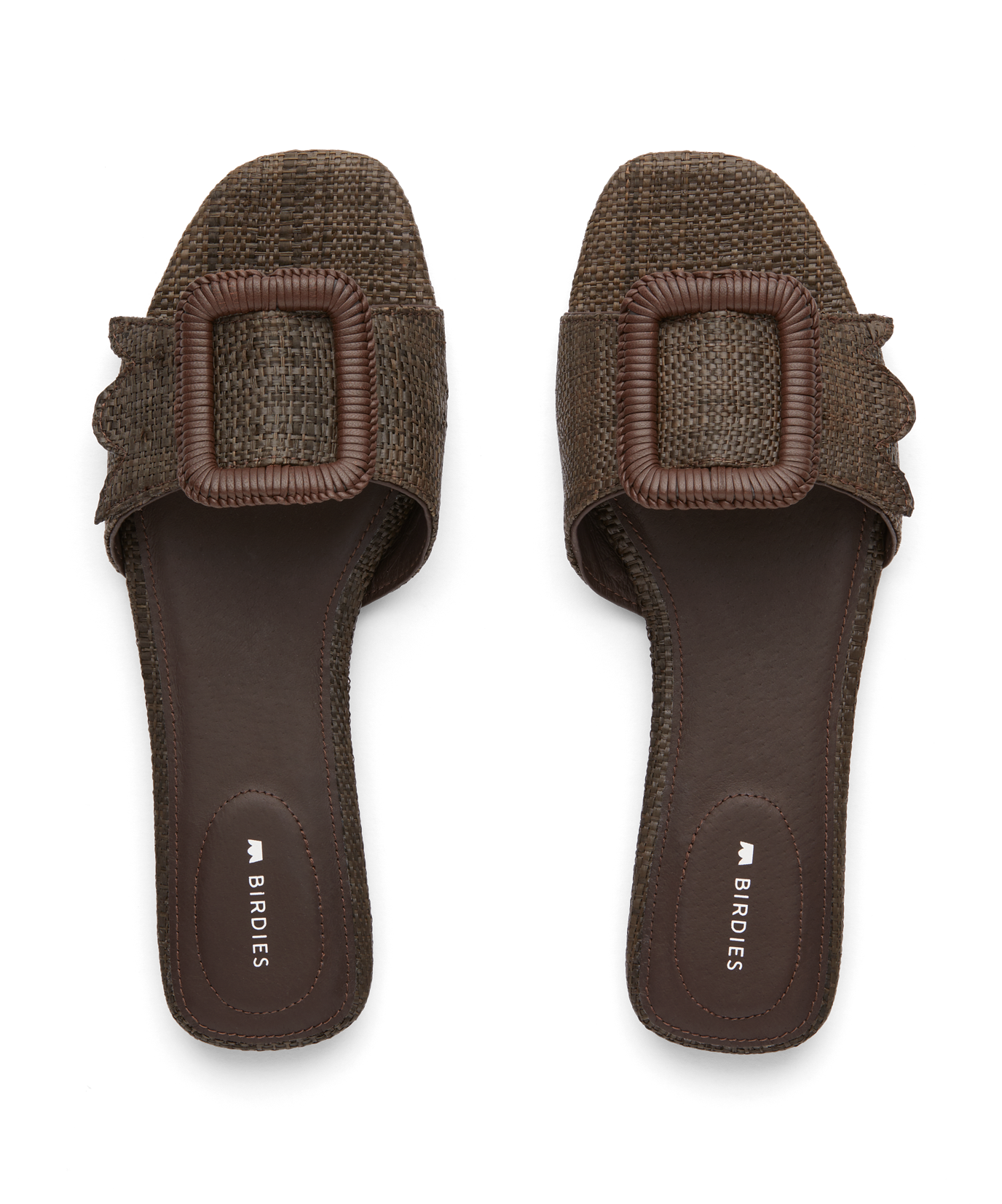 hover | top view of the Kiwi sandal in Chocolate (brown) raffia